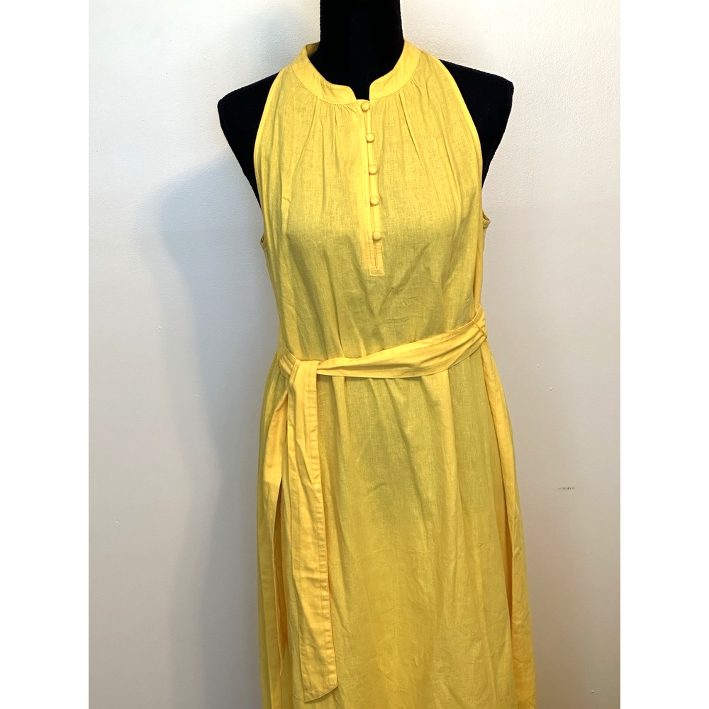 Women's Yellow Linen Dress by Ann Taylor Factory Size S Midi Yellow Summer Dress - Picture 16 of 16